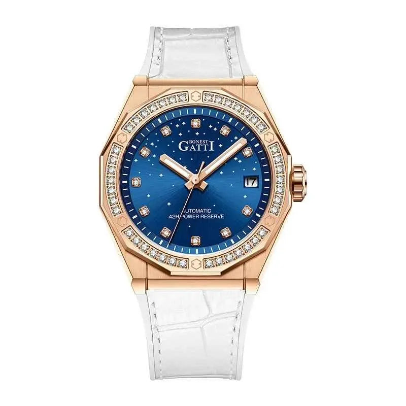 BONEST GATTI Women's Automatic Luxury Watch - Sapphire Crystal, 5ATM Waterproof, Luminous, Leather Strap Barry Polo