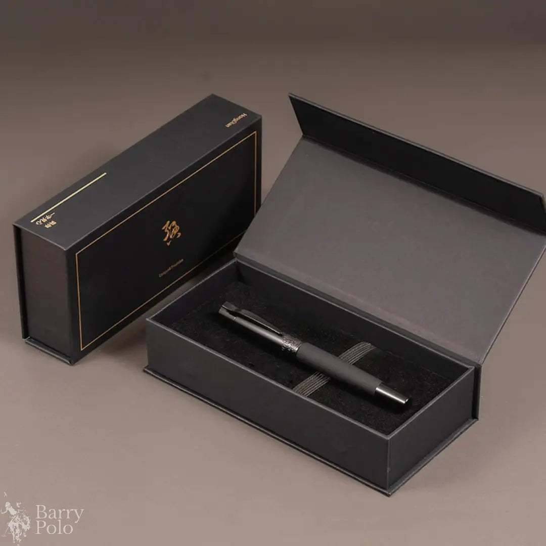 Elegant Black Metal Fountain Pen with Titanium Nib Barry Polo