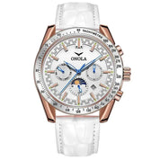 ONOLA Men's Automatic Luxury Sport Watch - Multifunctional, Luminous, Moon Phase, Leather Strap Barry Polo