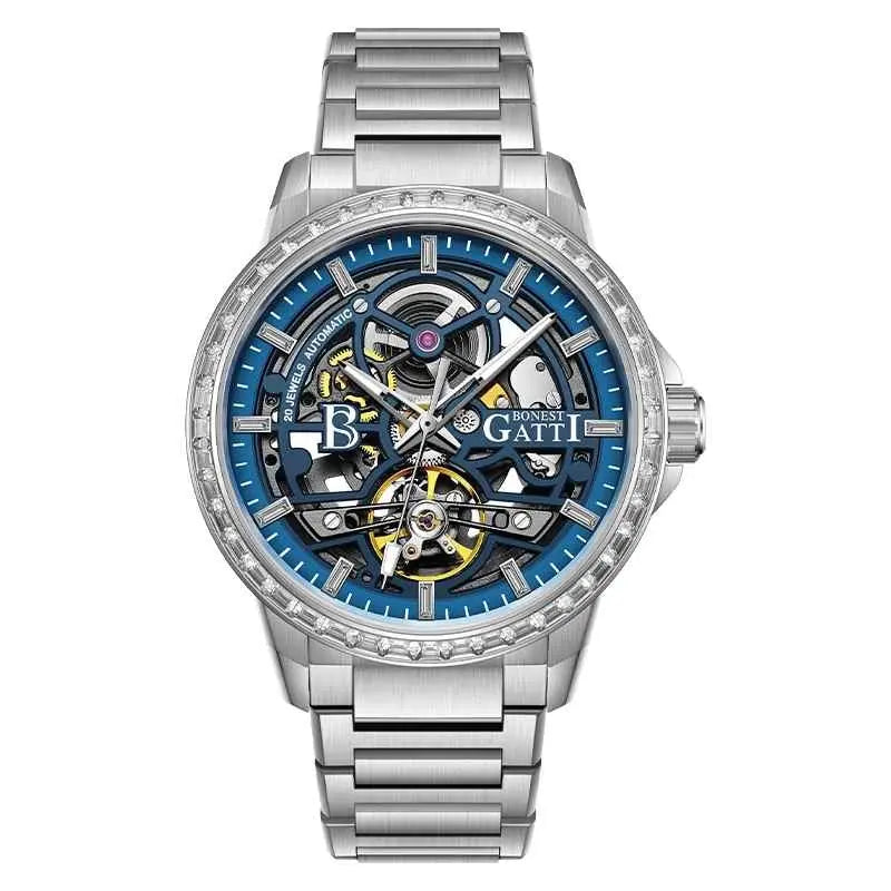 BONEST GATTI BG8803 Men's Automatic Luxury Sport Watch - Skeleton Dial, 5ATM Waterproof, Stainless Steel Barry Polo
