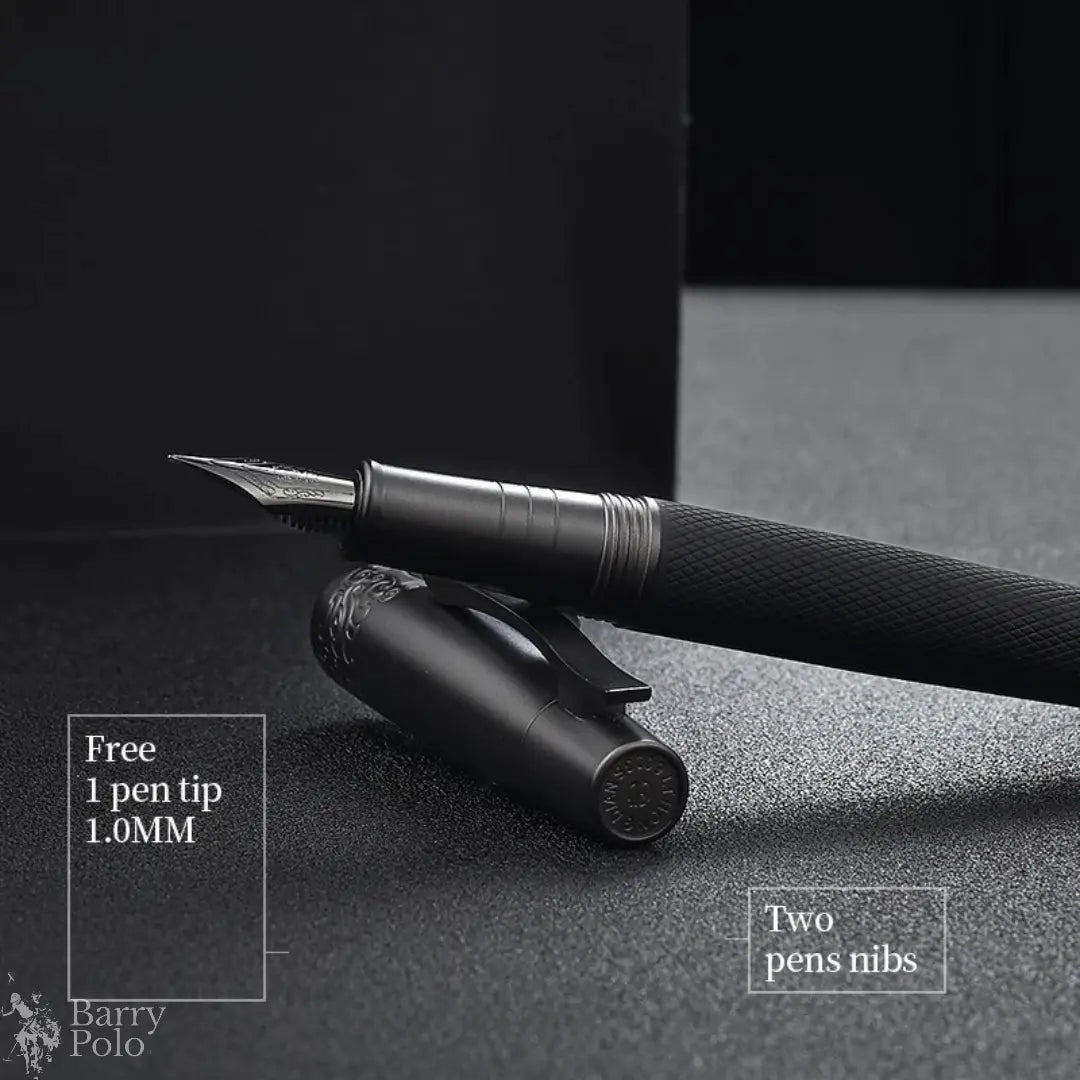 Elegant Black Metal Fountain Pen with Titanium Nib Barry Polo