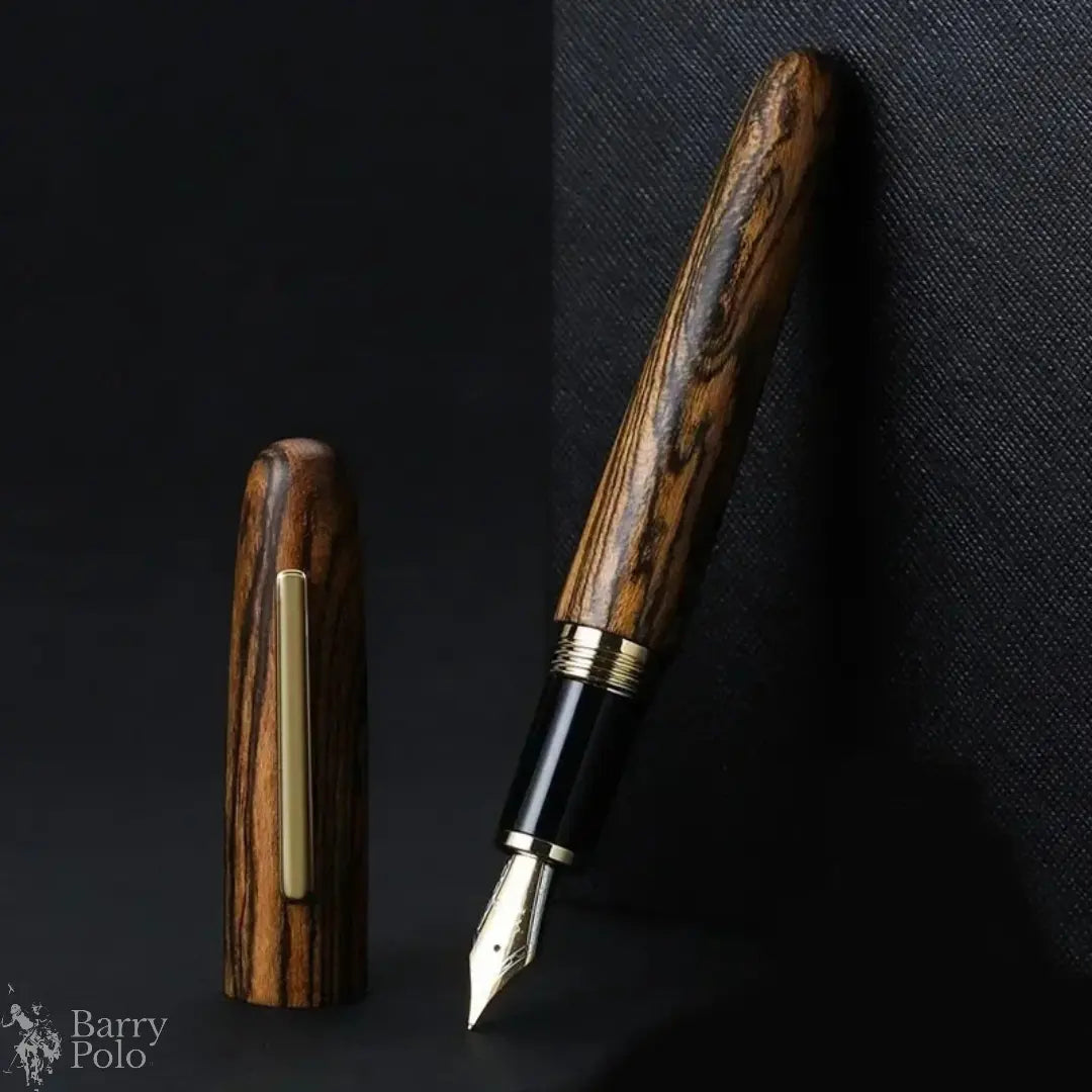 Elegant Natural Wood Fountain Pen with Gold Clip Barry Polo