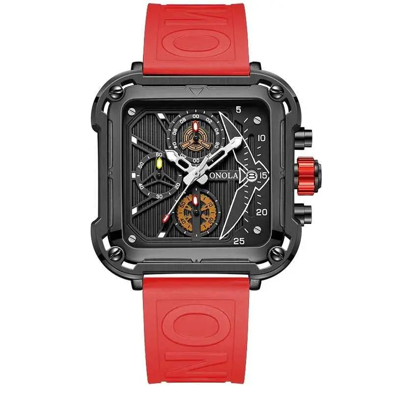 ONOLA Men's Luxury Sport Quartz Watch - Multifunctional, Waterproof, Luminous, Rubber Strap Barry Polo