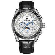 ONOLA Men's Automatic Luxury Sport Watch - Multifunctional, Luminous, Moon Phase, Leather Strap Barry Polo