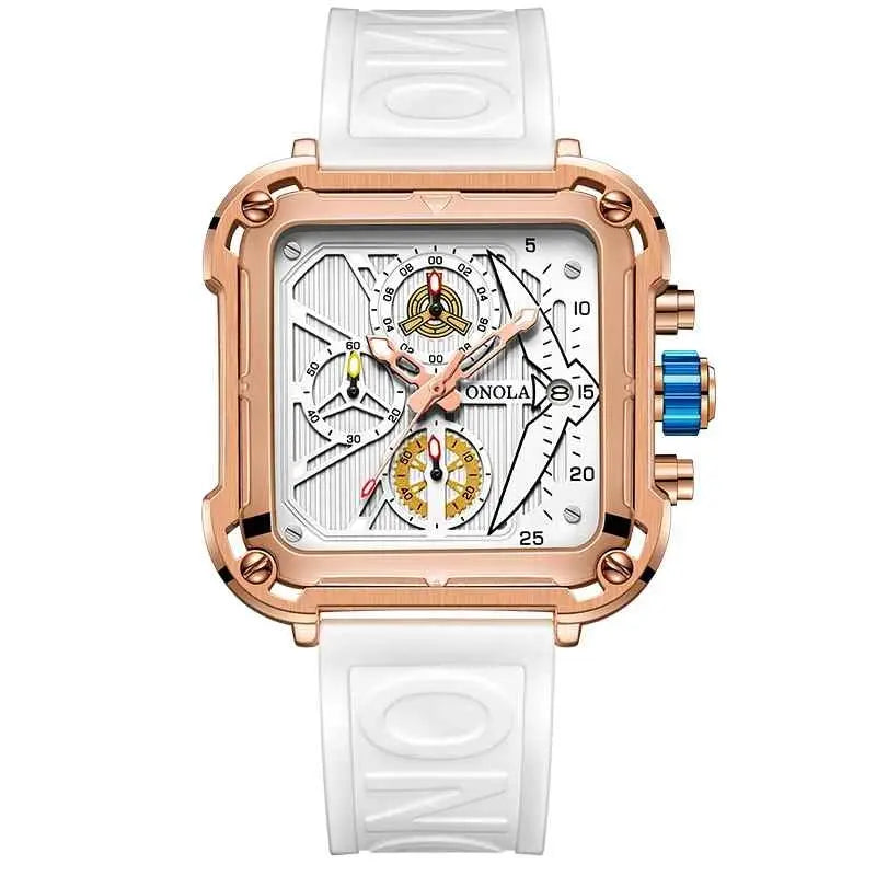 ONOLA Men's Luxury Sport Quartz Watch - Multifunctional, Waterproof, Luminous, Rubber Strap Barry Polo