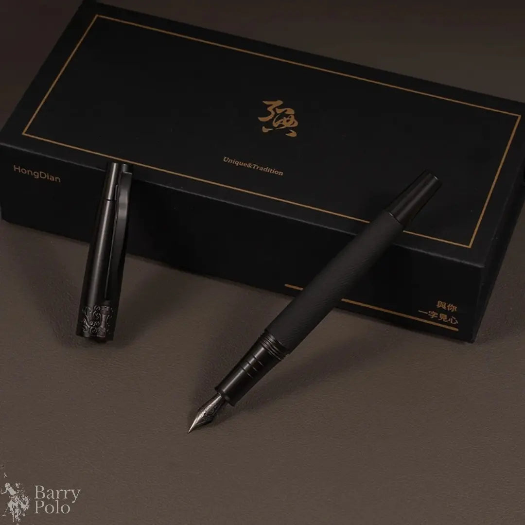 Elegant Black Metal Fountain Pen with Titanium Nib Barry Polo
