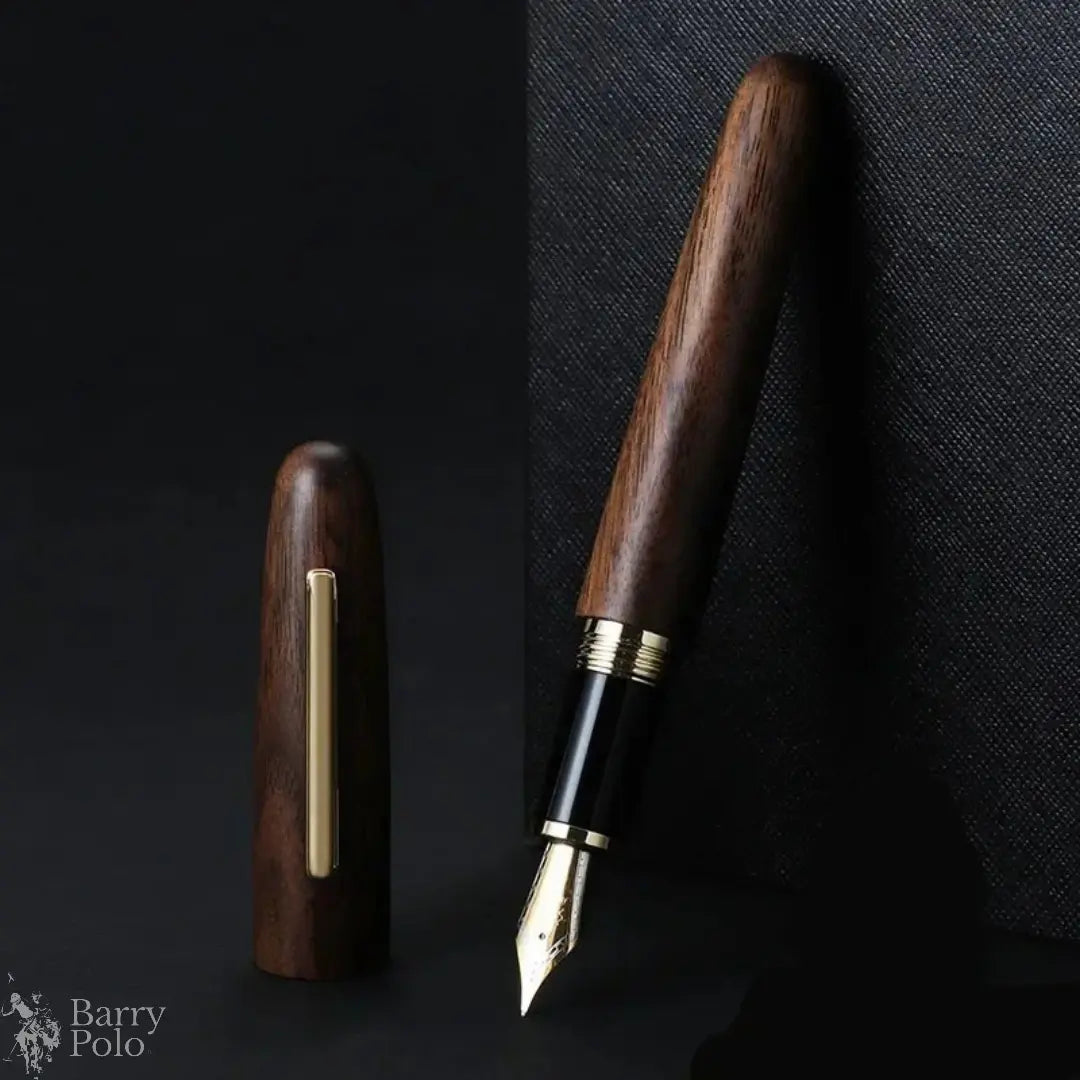 Elegant Natural Wood Fountain Pen with Gold Clip Barry Polo