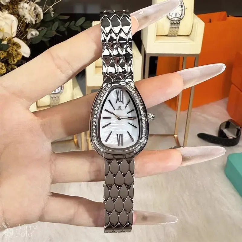 BARRY POLO Women's Luxury Quartz Watch - Oval Case, Waterproof, Shock Resistant, Stainless Steel Barry Polo