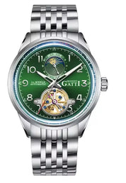 BONEST GATTI BG5808 Men's Automatic Luxury Sport Watch - Luminous Skeleton Dial, 5ATM Waterproof, Stainless Steel Barry Polo