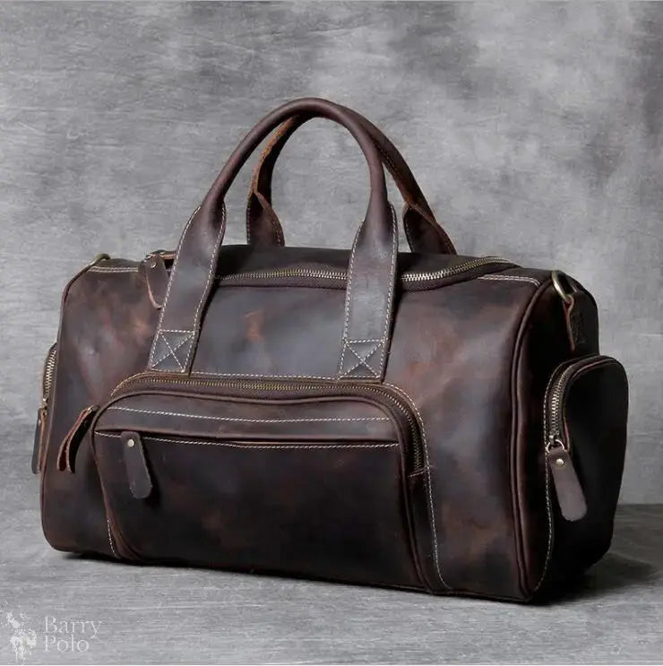 2024 New Fashion Brand Designer Business Trip Travel Bag For Man Outdoor Genuine Leather Duffle Bag Male Coffee Handbag Totes