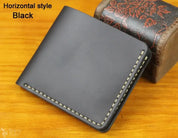 Handmade Vintage Crazy Horse Leather Wallet - Men’s Short Card Holder with Money Clip Barry Polo