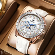 ONOLA Men's Automatic Luxury Sport Watch - Multifunctional, Luminous, Moon Phase, Leather Strap Barry Polo