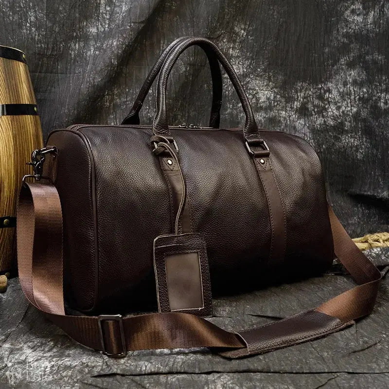 Luxury Genuine Leather Men Women Travel Bag Cow Leather Carry On Luggage Bag Travel Shoulder Bag Male Female Weekend Duffle Bag