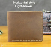 Handmade Vintage Crazy Horse Leather Wallet - Men’s Short Card Holder with Money Clip Barry Polo