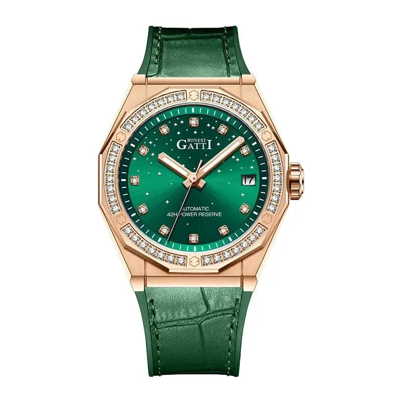 BONEST GATTI Women's Automatic Luxury Watch - Sapphire Crystal, 5ATM Waterproof, Luminous, Leather Strap Barry Polo
