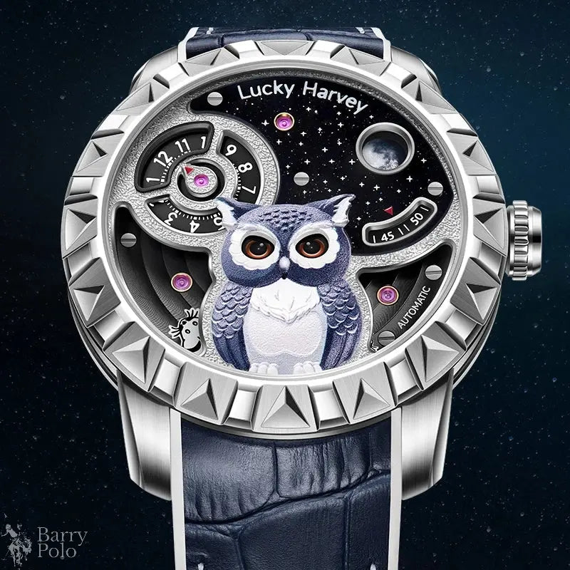 Lucky Harvey Owl Men's Automatic Luxury Watch - Sapphire Crystal, Luminous, 5ATM Waterproof, Unique Design Barry Polo