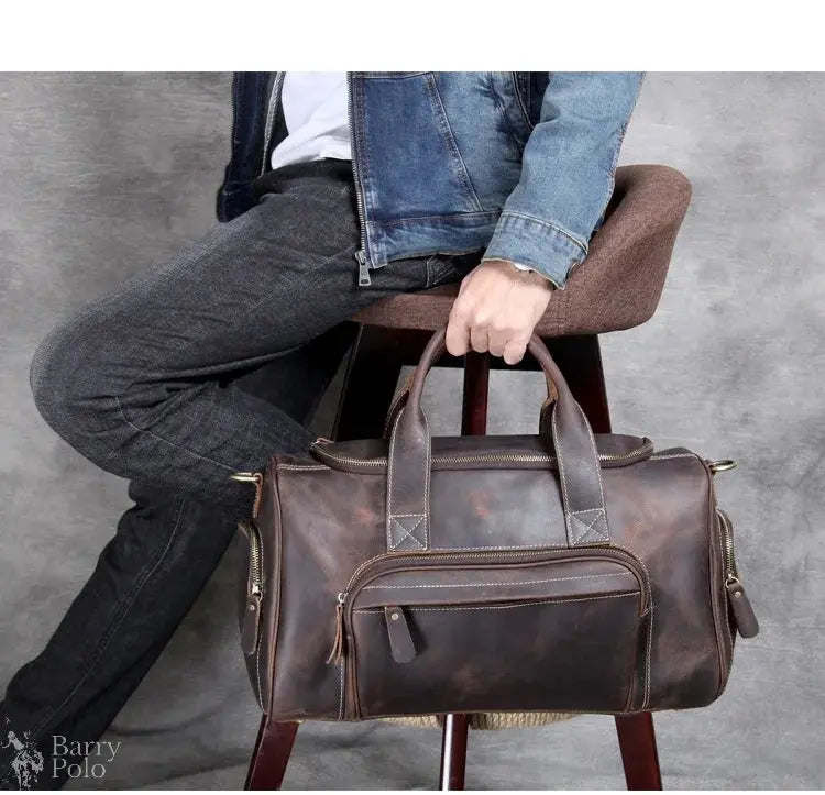 2024 New Fashion Brand Designer Business Trip Travel Bag For Man Outdoor Genuine Leather Duffle Bag Male Coffee Handbag Totes