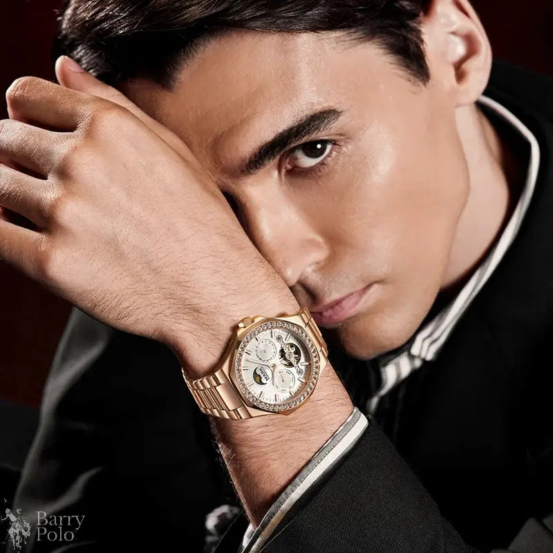 Mark Fairwhale FW-6740 Men's Automatic Luxury Sport Watch - Luminous Skeleton Dial, Stainless Steel Barry Polo
