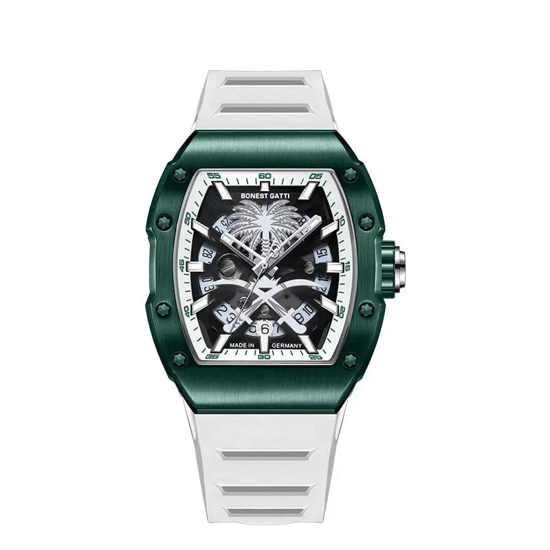 BONEST GATTI BG9904-A1 Men's Automatic Skeleton Watch - Sapphire Crystal, 5ATM Waterproof, Rubber Strap Barry Polo