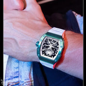 BONEST GATTI BG9904-A1 Men's Automatic Skeleton Watch - Sapphire Crystal, 5ATM Waterproof, Rubber Strap Barry Polo