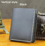 Handmade Vintage Crazy Horse Leather Wallet - Men’s Short Card Holder with Money Clip Barry Polo
