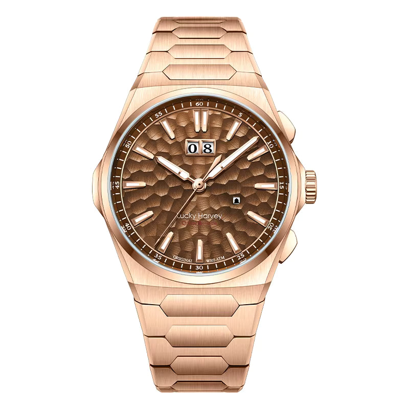 Lucky Harvey New Hammer Texture Men's Automatic Luxury Watch - Sapphire Crystal, Luminous, Auto Date, Stainless Steel Barry Polo