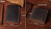 Handmade Vintage Crazy Horse Leather Wallet - Men’s Short Card Holder with Money Clip Barry Polo