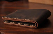 Handmade Vintage Crazy Horse Leather Wallet - Men’s Short Card Holder with Money Clip Barry Polo