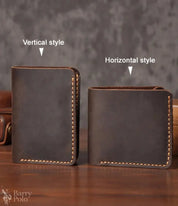 Handmade Vintage Crazy Horse Leather Wallet - Men’s Short Card Holder with Money Clip Barry Polo
