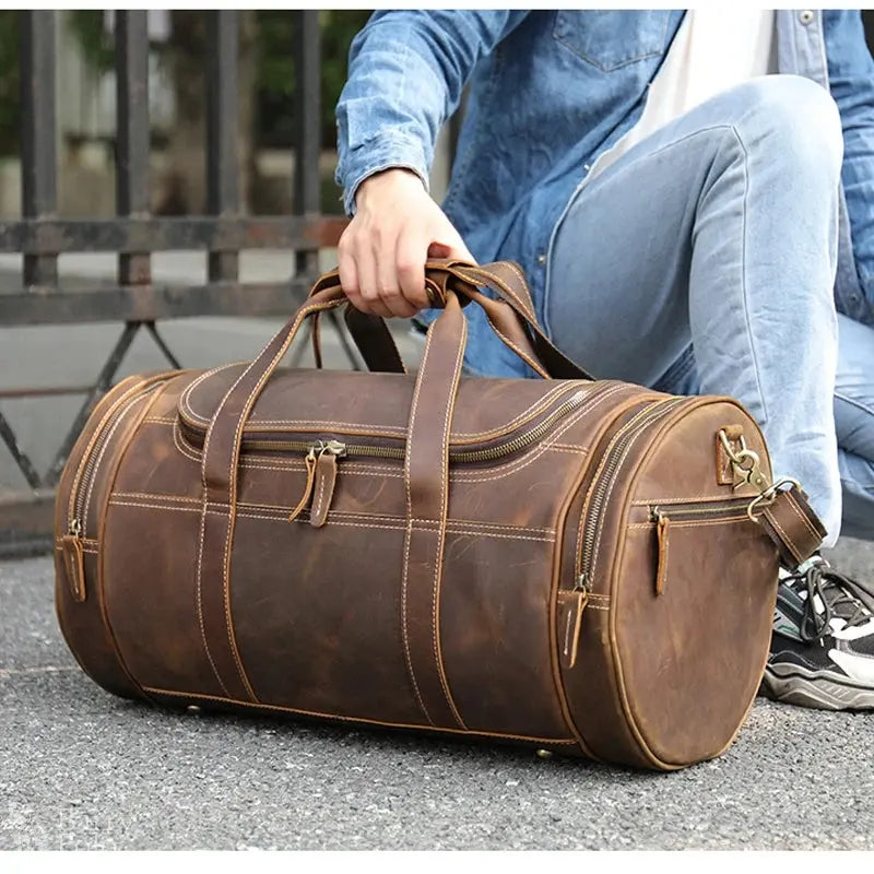 Barry Polo New Fashion Genuine Leather Men’s Travel Bag - Crazy Horse Crossbody Barry Polo