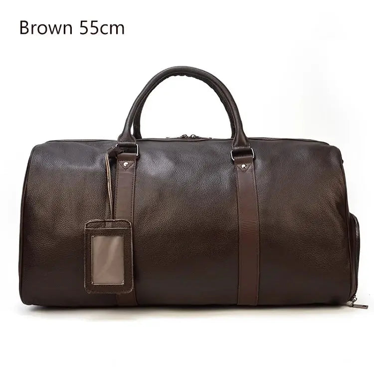 Luxury Genuine Leather Men Women Travel Bag Cow Leather Carry On Luggage Bag Travel Shoulder Bag Male Female Weekend Duffle Bag