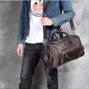 2024 New Fashion Brand Designer Business Trip Travel Bag For Man Outdoor Genuine Leather Duffle Bag Male Coffee Handbag Totes