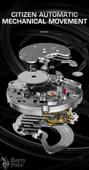 BONEST GATTI BG9904-A1 Men's Automatic Skeleton Watch - Sapphire Crystal, 5ATM Waterproof, Rubber Strap Barry Polo