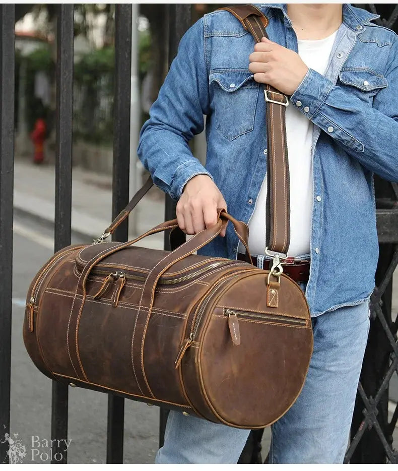Barry Polo New Fashion Genuine Leather Men’s Travel Bag - Crazy Horse Crossbody Barry Polo