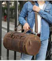 Barry Polo New Fashion Genuine Leather Men’s Travel Bag - Crazy Horse Crossbody Barry Polo