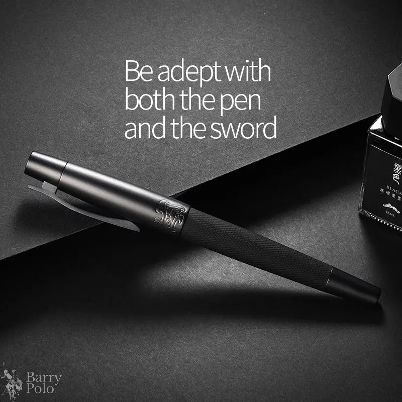 LT Hongdian 6013 Black Metal Fountain Pen Titanium Black Men's Business EF/F/ Curved Nib Rotating Pen Cap Office Gift Ink Pen