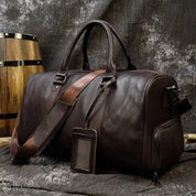 Luxury Genuine Leather Men Women Travel Bag Cow Leather Carry On Luggage Bag Travel Shoulder Bag Male Female Weekend Duffle Bag