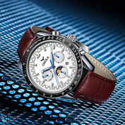 ONOLA Men's Automatic Luxury Sport Watch - Multifunctional, Luminous, Moon Phase, Leather Strap Barry Polo