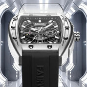 MARK FAIRWHALE New Tonneau Luxury Men Watch Automatic Movement Rubber Strap Date Waterproof Mechanical Watches for Man