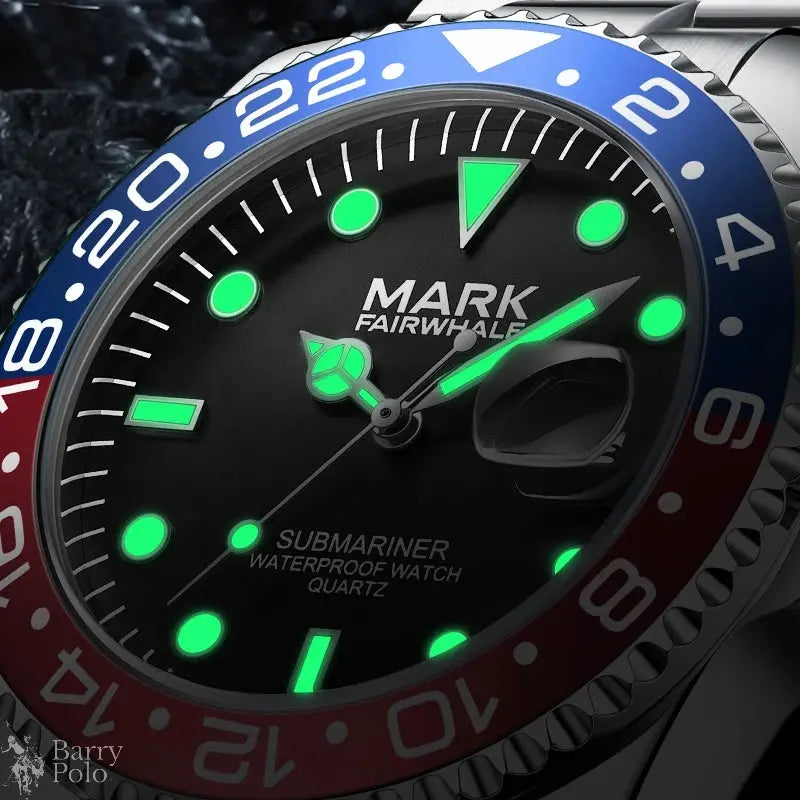 Mark Fairwhale 5140 Men's Watch Luminous Business Date Rotating Timer Waterproof Fashion Stainless Steel Quartz Wristwatch
