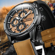 MARK FAIRWHALE Watches for Man 5024 Trend Brown High End Quartz Wristwatches MultiFunctional Date Luminous Waterproof Men Watch