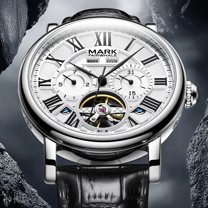 MARK FAIRWHALE 6017  Fashion Automatic Watches Moon Display Year Multi Functional Waterproof Mechanical Watches for Man