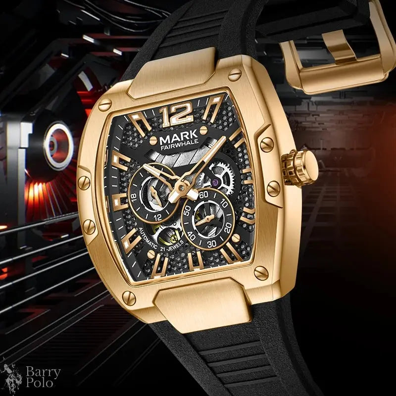 Mark Fairwhale Automatic Movement Men Watches Fashion Casual Sport Rubber Band Waterproof Mechanical Watch