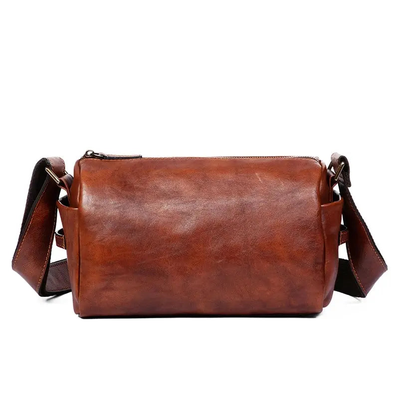 Barry Polo Retro Leather Men’s Messenger Bag - Hand-Painted Bucket Backpack Barry Polo