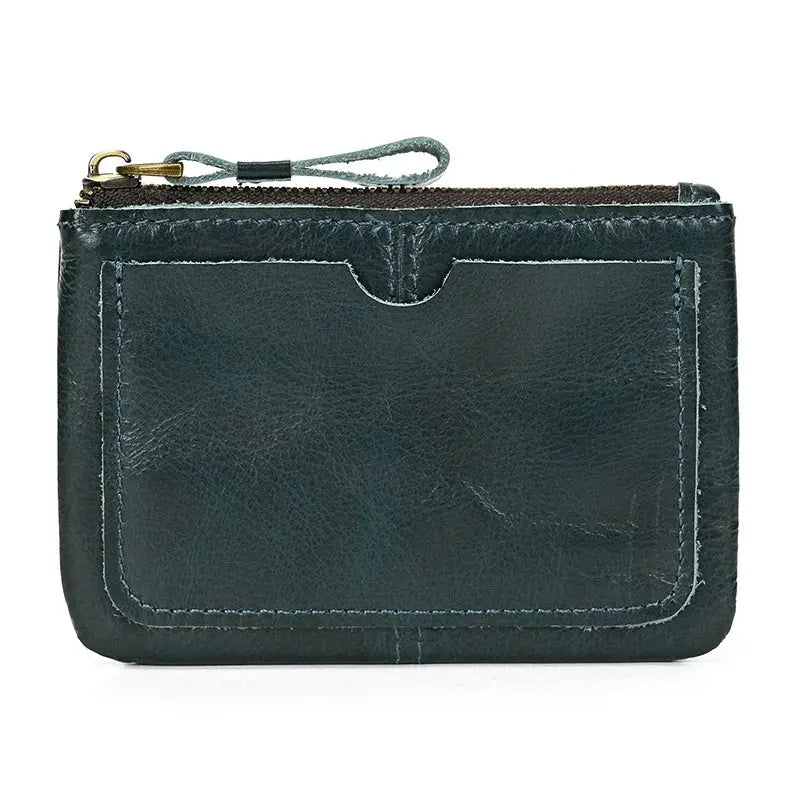 Little Coin Purse Genuine Leather Real Cowhide Men's Leather Short Wallet Mini Purse Men Women Key Wallet Card Zip With Key Ring