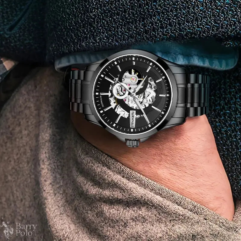 Mark Fairwhale 6140 Fashion Men's Watches Hollow Out Waterproof Stainless Steel Luminous Business Mechanical Watch For Men