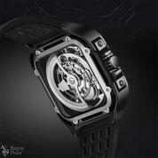 Mark Fairwhale 6530 Fashion Automatic Movement Skeleton Square Dial Sports Waterproof Mechanical Watches for Men with Box