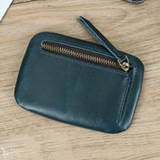 Little Coin Purse Genuine Leather Real Cowhide Men's Leather Short Wallet Mini Purse Men Women Key Wallet Card Zip With Key Ring
