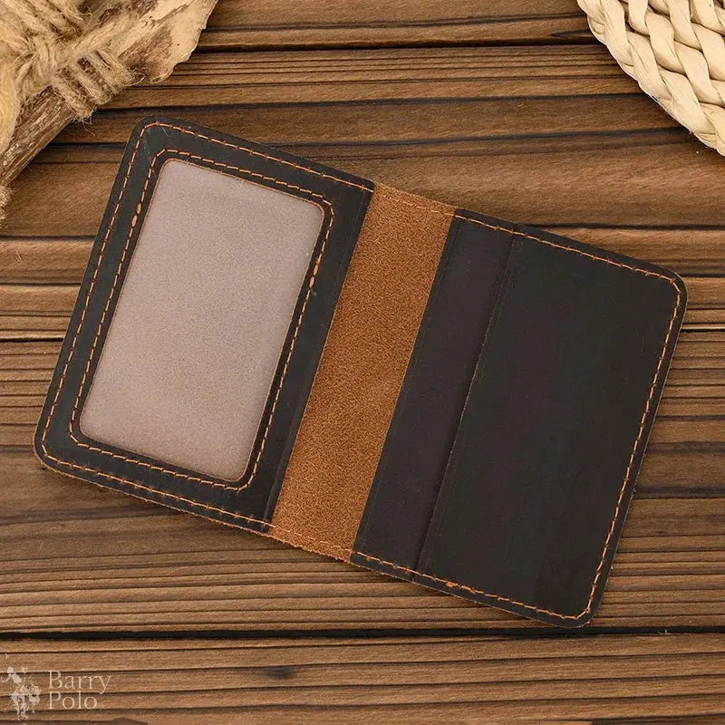 Vintage Leather Driver License Wallet Men Women Genuine Leather Slim Wallet Organizer Cover Male Female Minimalist Card Holder