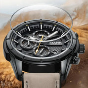 MARK FAIRWHALE Watches for Man 5024 Trend Brown High End Quartz Wristwatches MultiFunctional Date Luminous Waterproof Men Watch